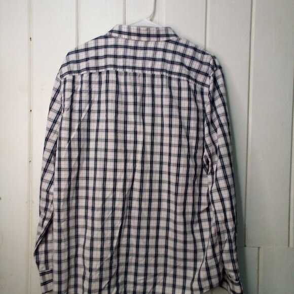 Perry Ellis America Shirt Men XL Button Down Long Sleeve Plaid White Black - Picture 10 of 15